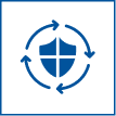 Shield surrounded by circular arrows icon.
