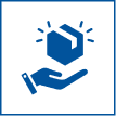 Hand holding a package icon.
